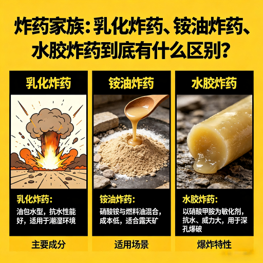 忻城炸药家族：乳化炸药、铵油炸药、水胶炸药到底有什么区别？
